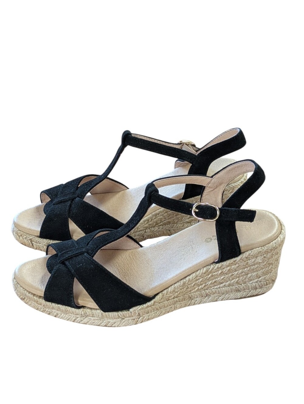 Fosco Espadrille Wedge Sandals Black Size 39 - Picture 1 of 11